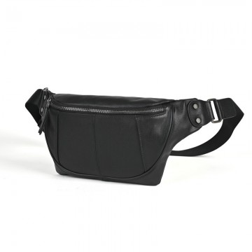 Мужская кожаная сумка бананка на пояс Gerald черная фото