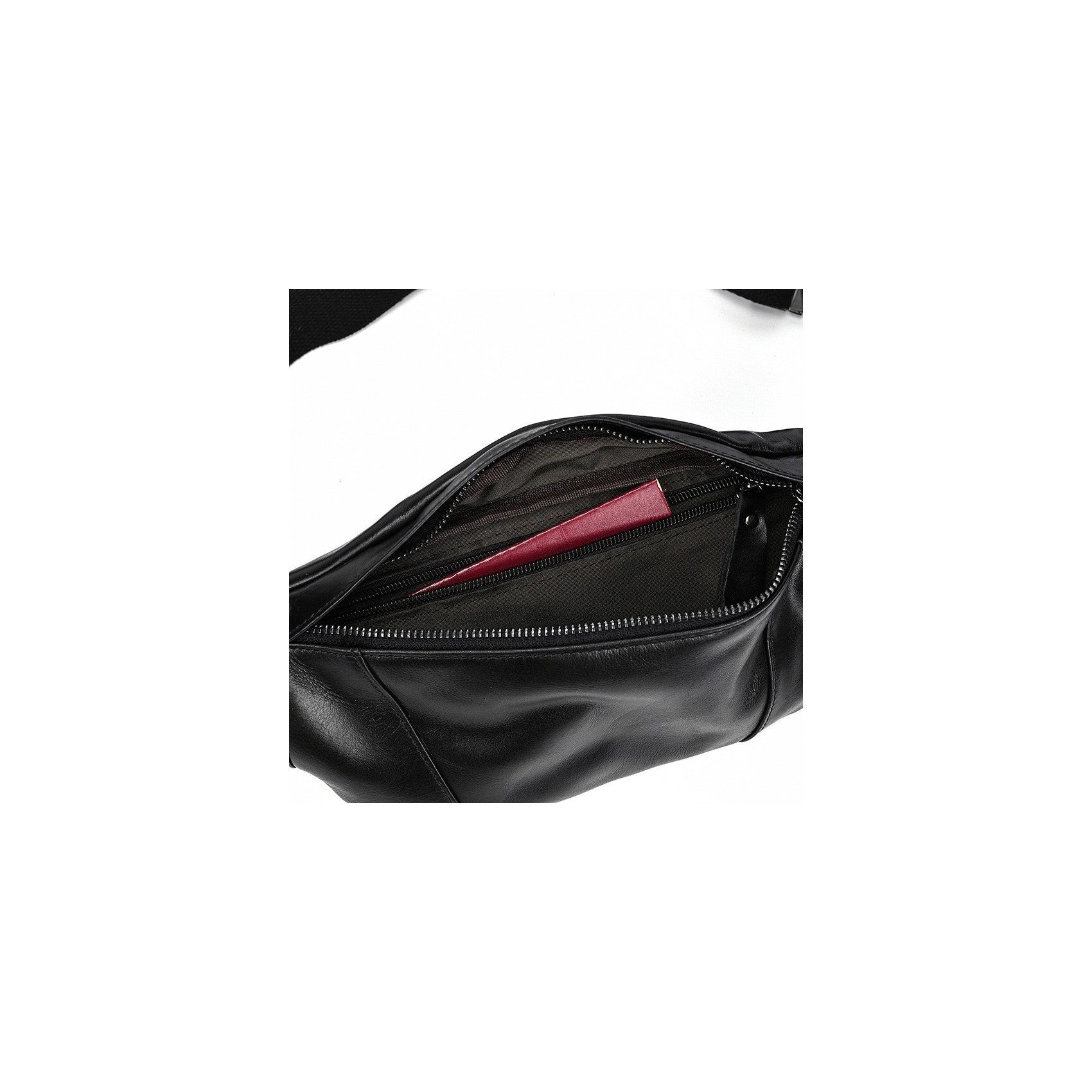 Чоловіча шкіряна сумка бананка на пояс Watford чорна