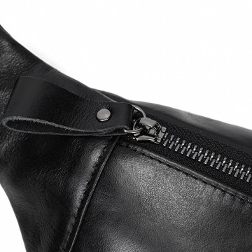 Мужская кожаная сумка бананка на пояс Watford черная фото