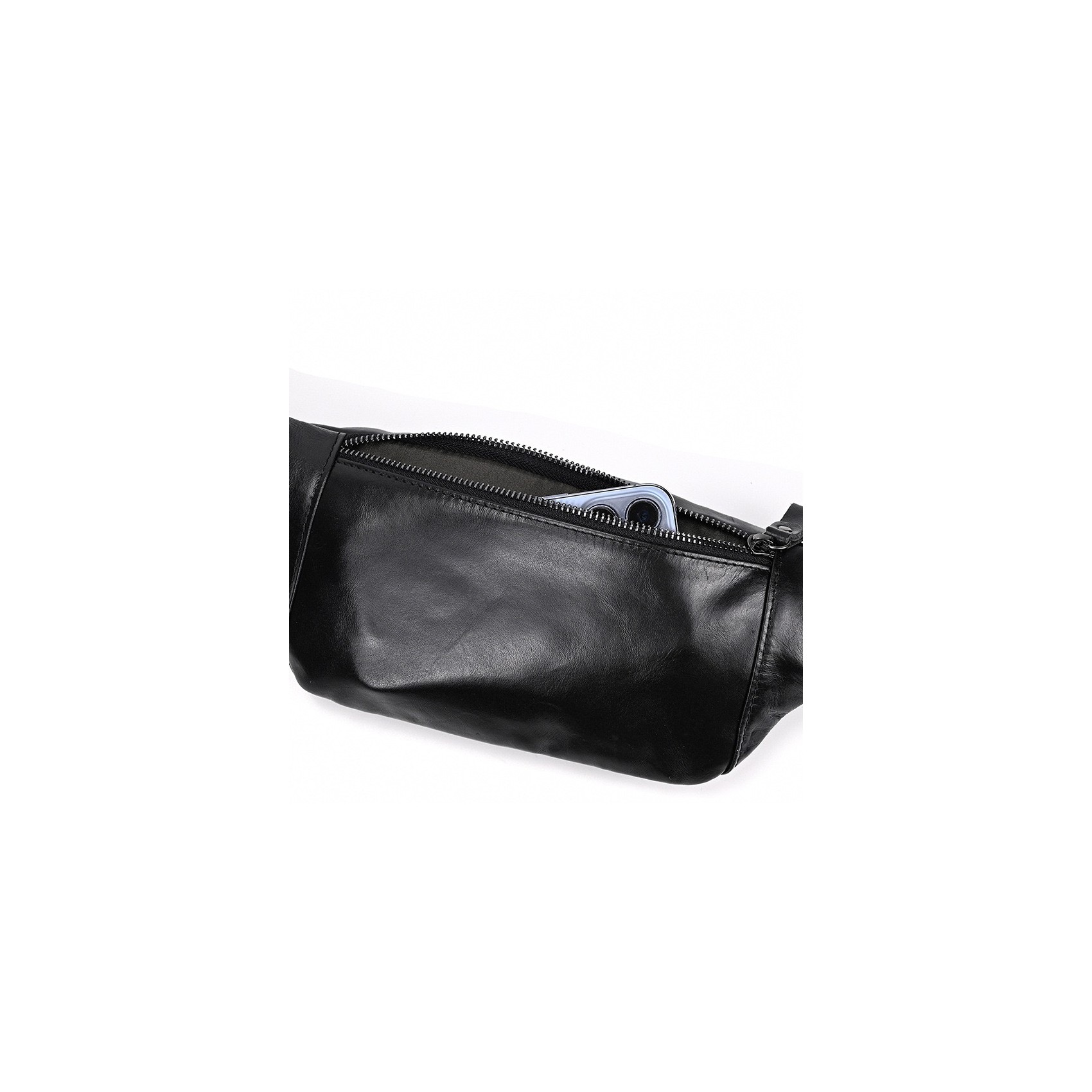 Чоловіча шкіряна сумка бананка на пояс Watford чорна