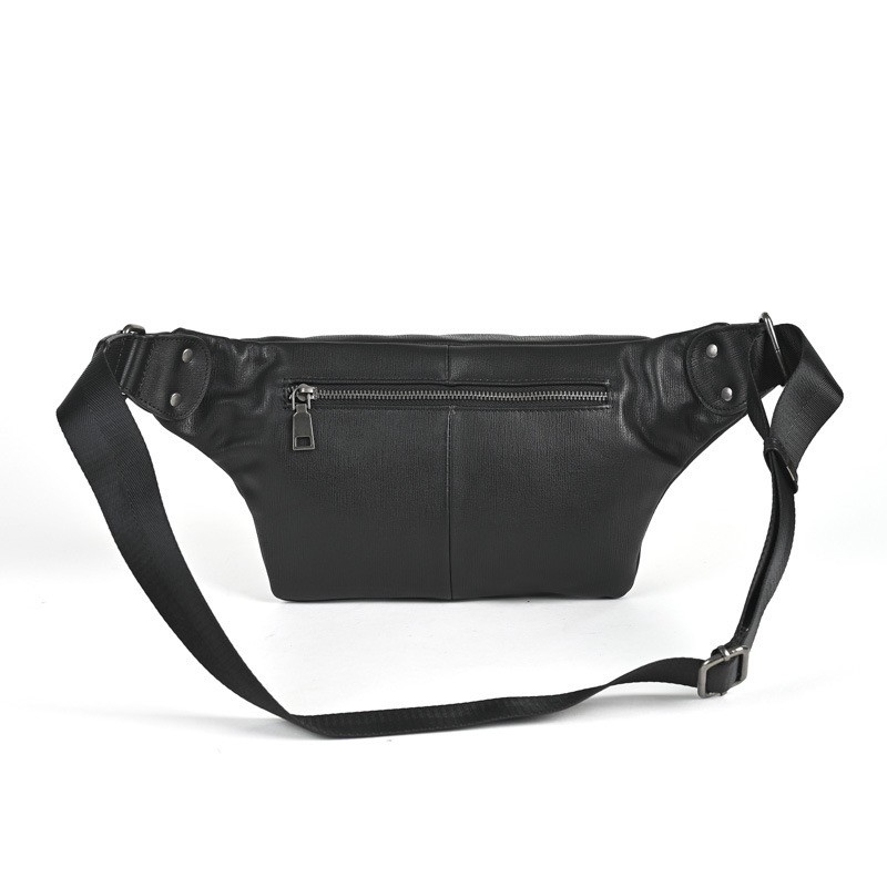 Мужская кожаная сумка бананка на пояс Gerald черная - 2 фото