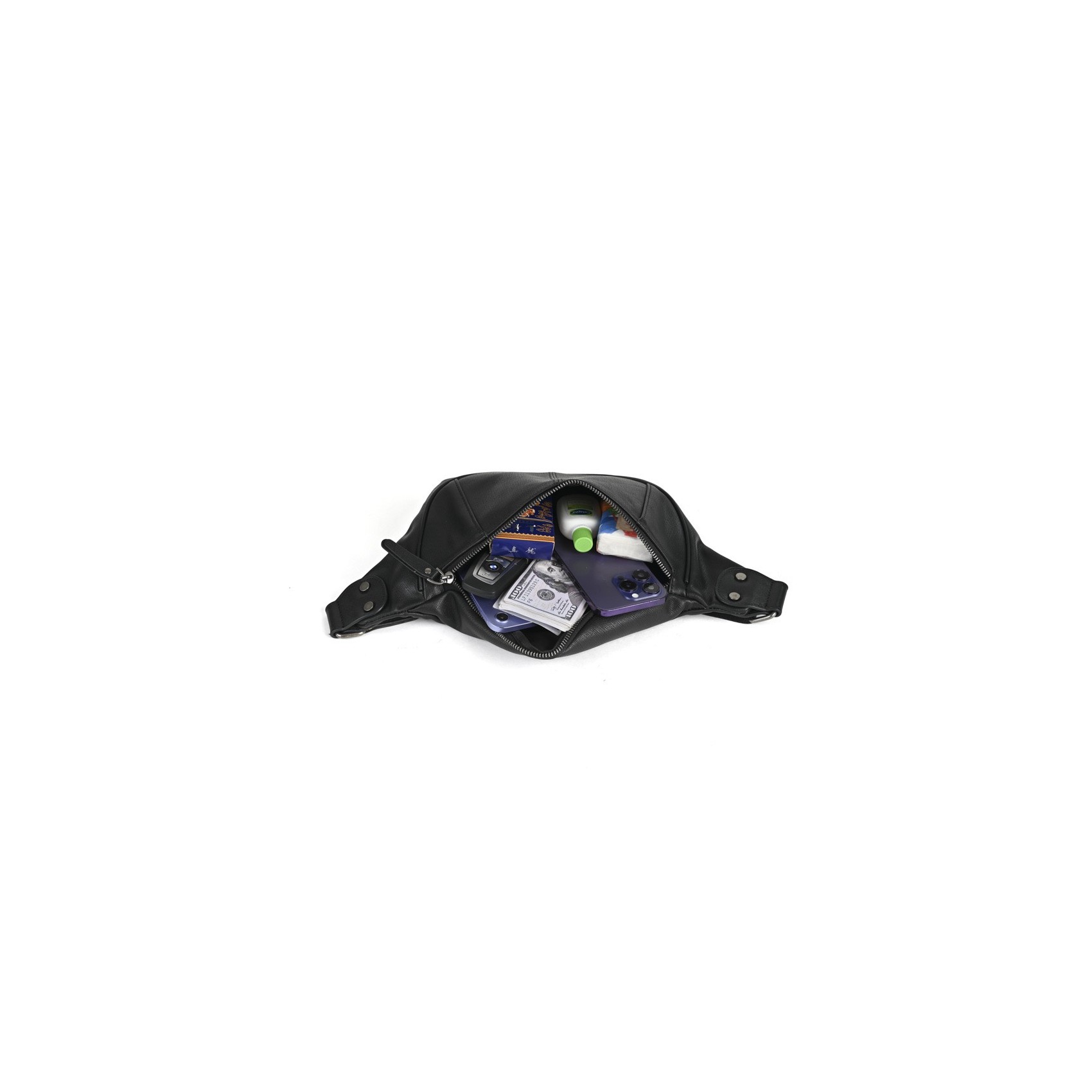 Чоловіча шкіряна сумка бананка на пояс Gerald чорна