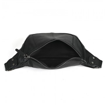 Чоловіча шкіряна сумка бананка на пояс Gerald чорна фото