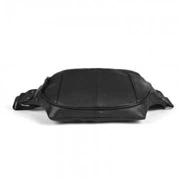 Чоловіча шкіряна сумка бананка на пояс Gerald чорна фото