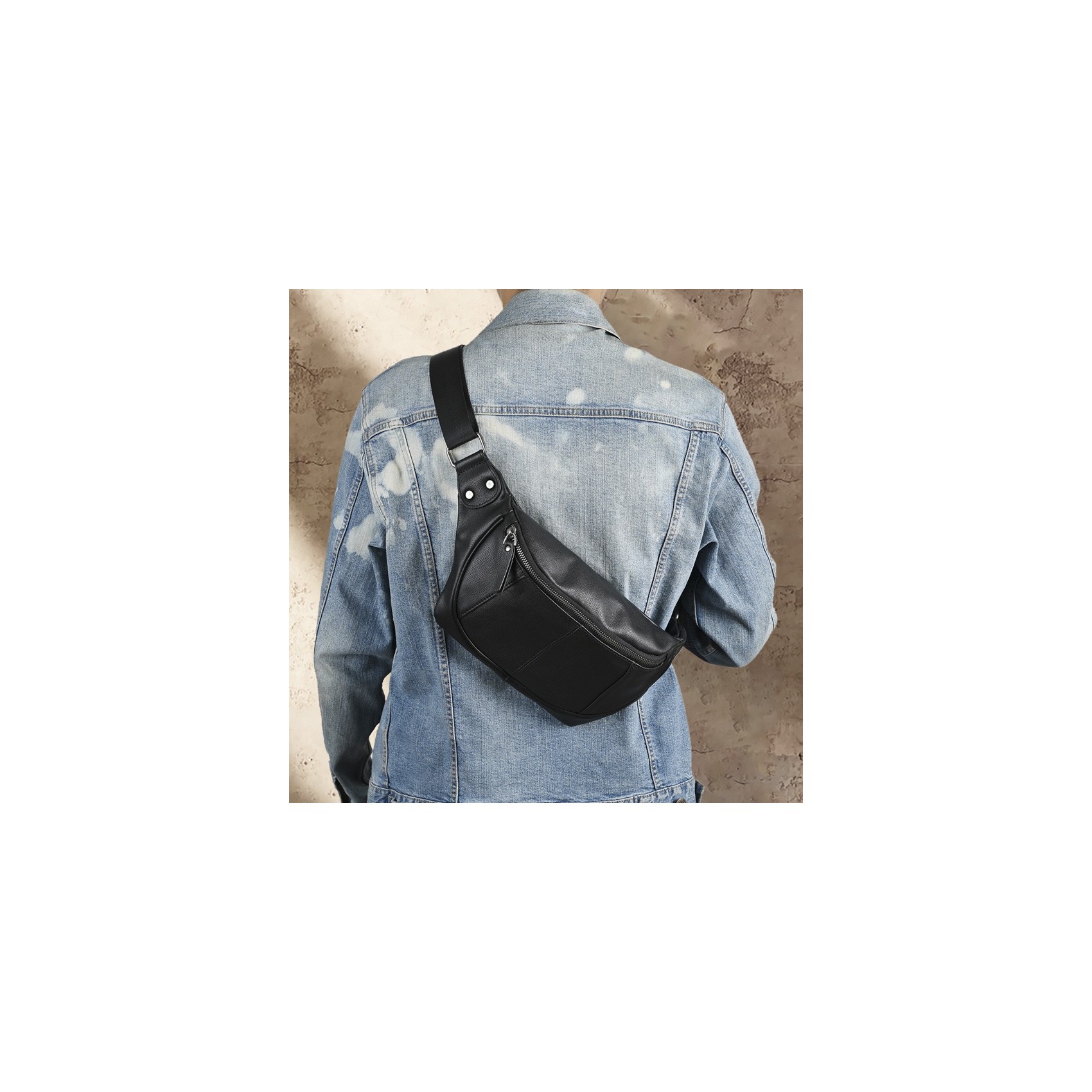 Чоловіча шкіряна сумка бананка на пояс Gerald чорна