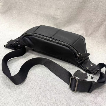 Мужская кожаная сумка бананка на пояс Gerald черная фото