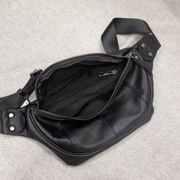 Мужская кожаная сумка бананка на пояс Gerald черная фото