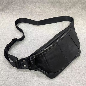 Мужская кожаная сумка бананка на пояс Gerald черная фото