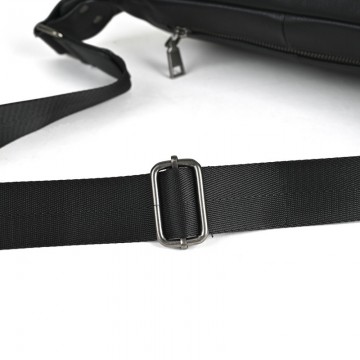 Чоловіча шкіряна сумка бананка на пояс Gerald чорна фото