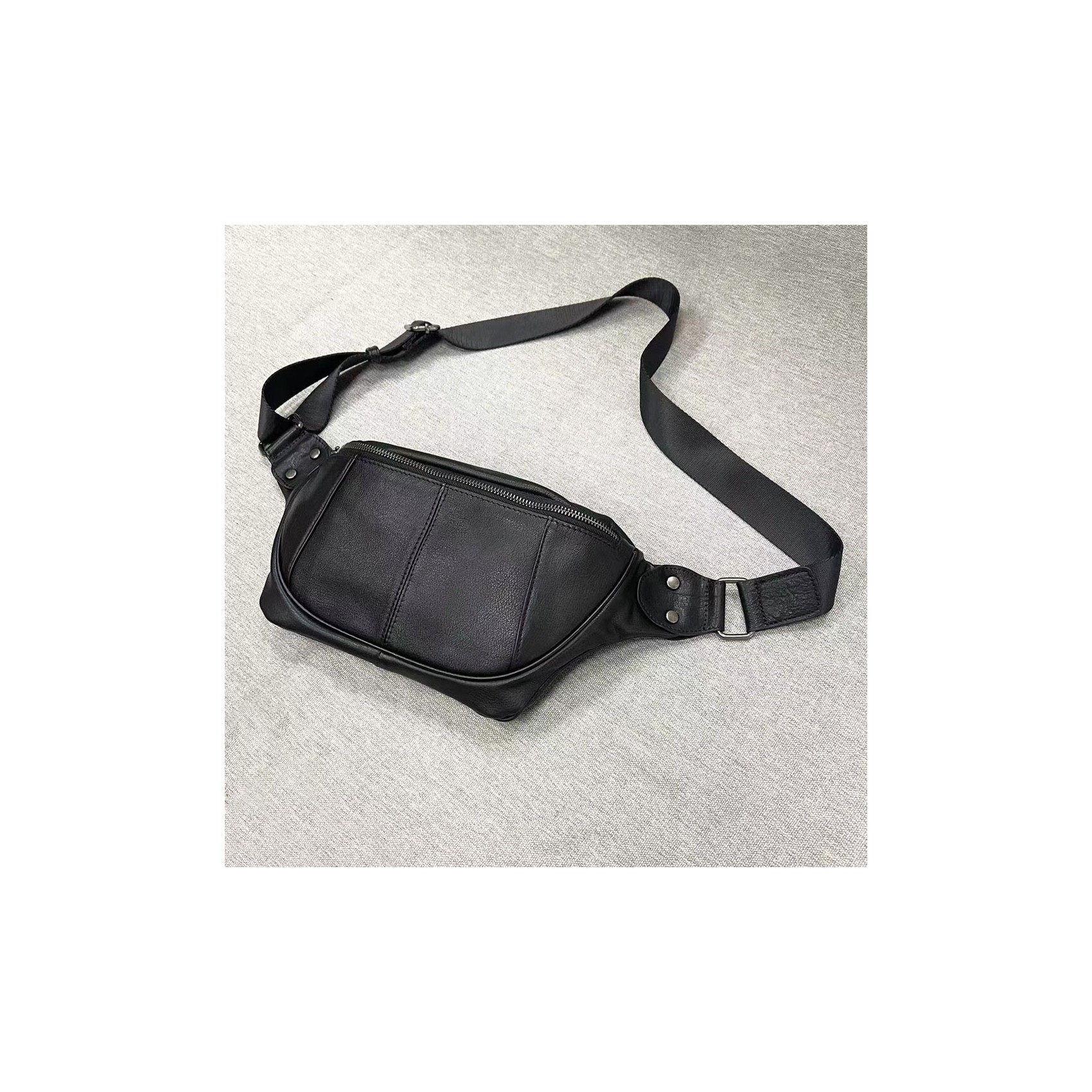 Чоловіча шкіряна сумка бананка на пояс Gerald чорна