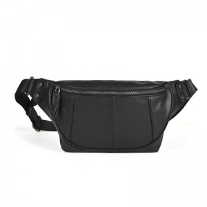 Чоловіча шкіряна сумка бананка на пояс Gerald чорна