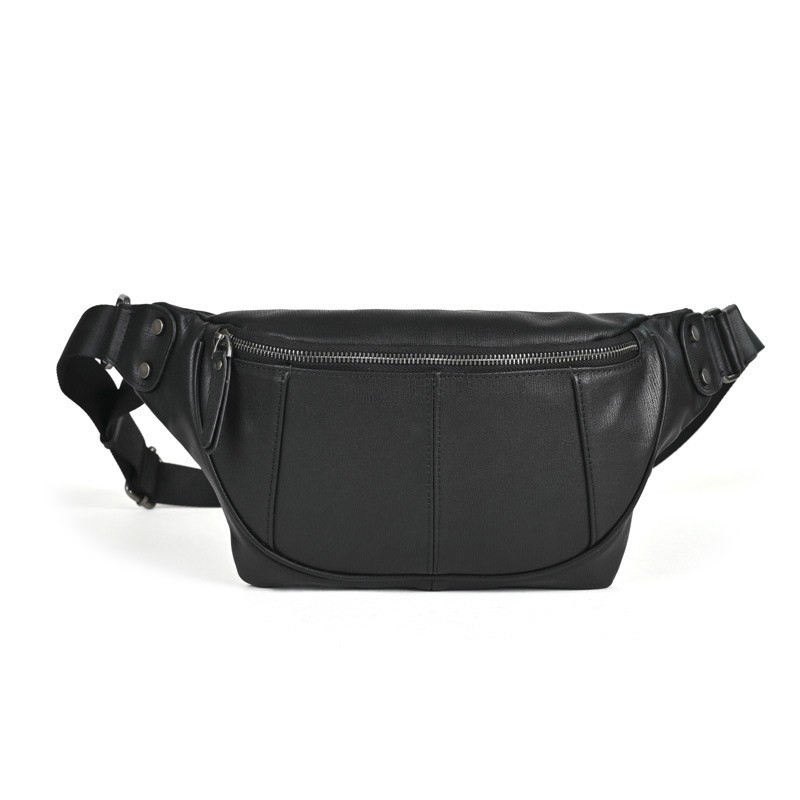 Мужская кожаная сумка бананка на пояс Gerald черная фото