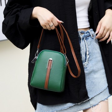 Женская кожаная сумка через плечо Valerie зеленая фото