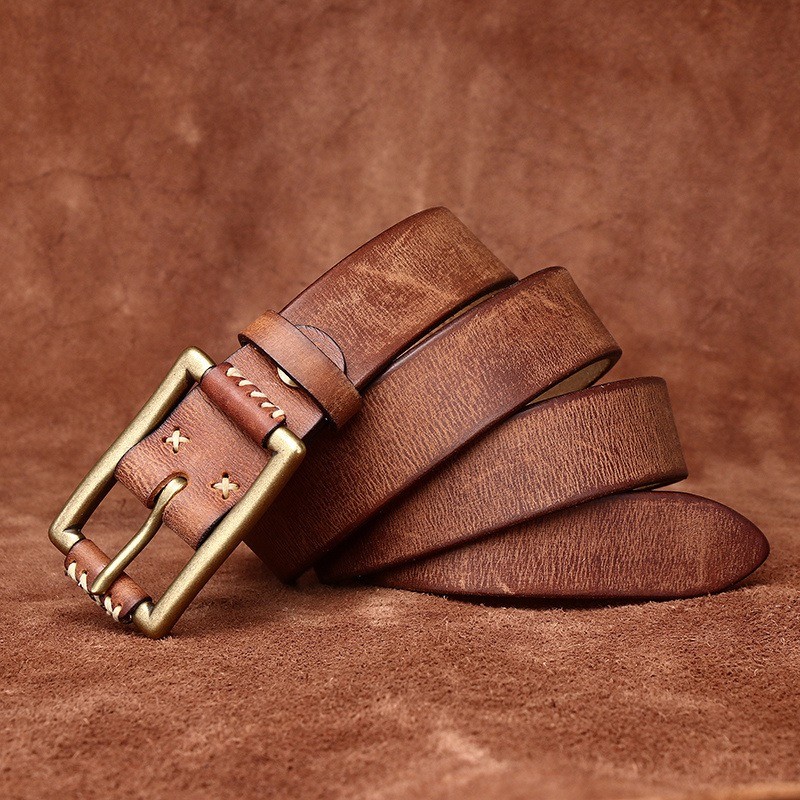 Чоловічий шкіряний ремінь Harold світло-коричневий - 1 фото