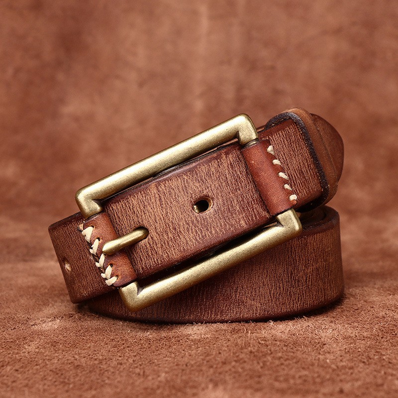 Чоловічий шкіряний ремінь Harold світло-коричневий - 2 фото