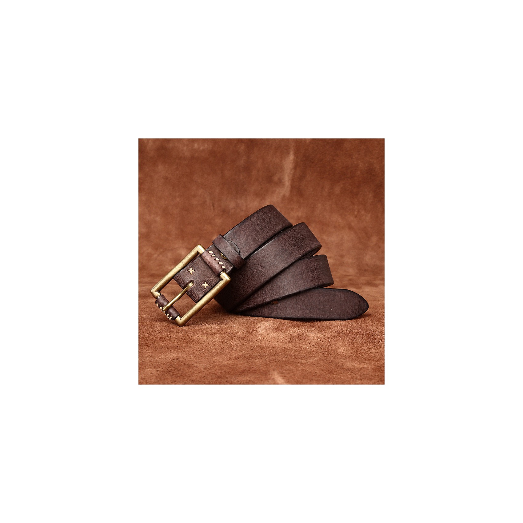 Мужской кожаный ремень Harold темно-коричневый