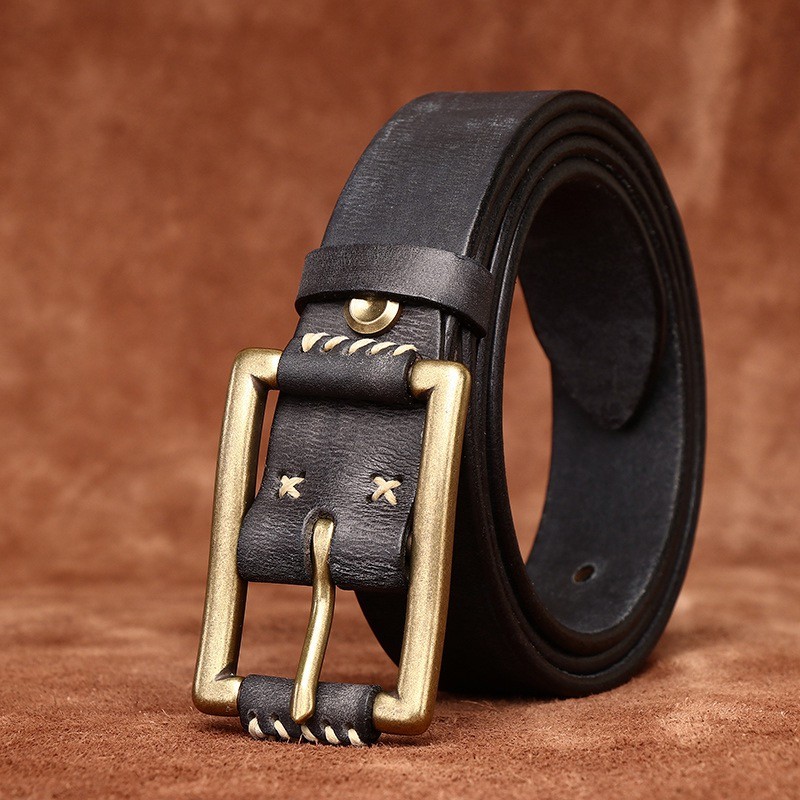 Мужской кожаный ремень Harold черный