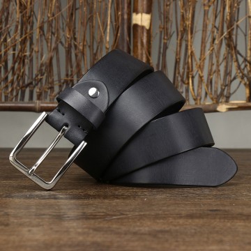 Мужской кожаный ремень Iker черный фото