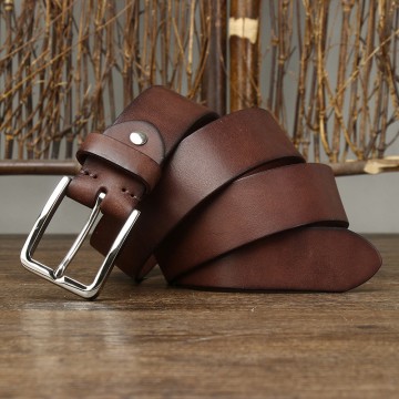 Мужской кожаный ремень Iker коричневый фото