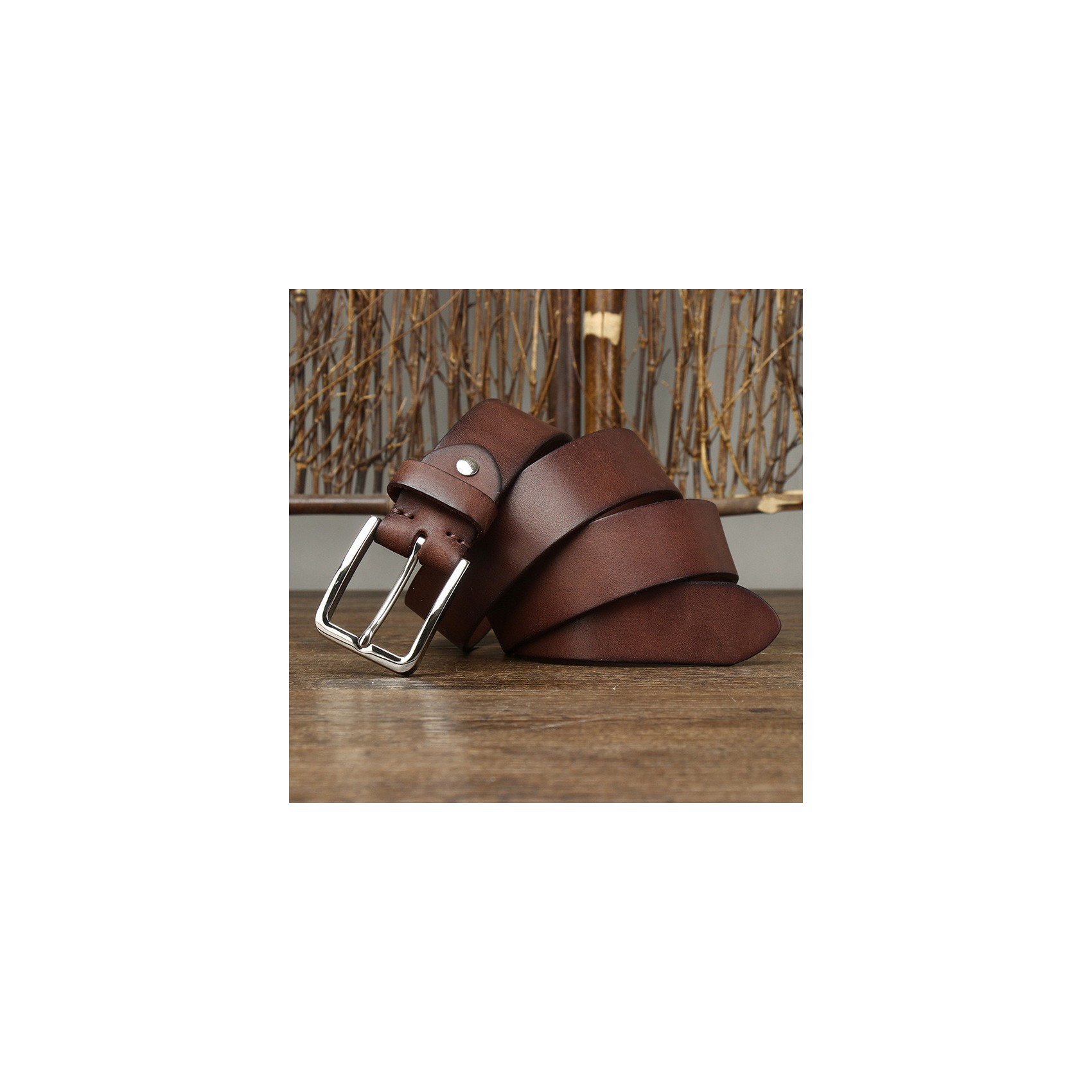 Чоловічий шкіряний ремінь Iker коричневий