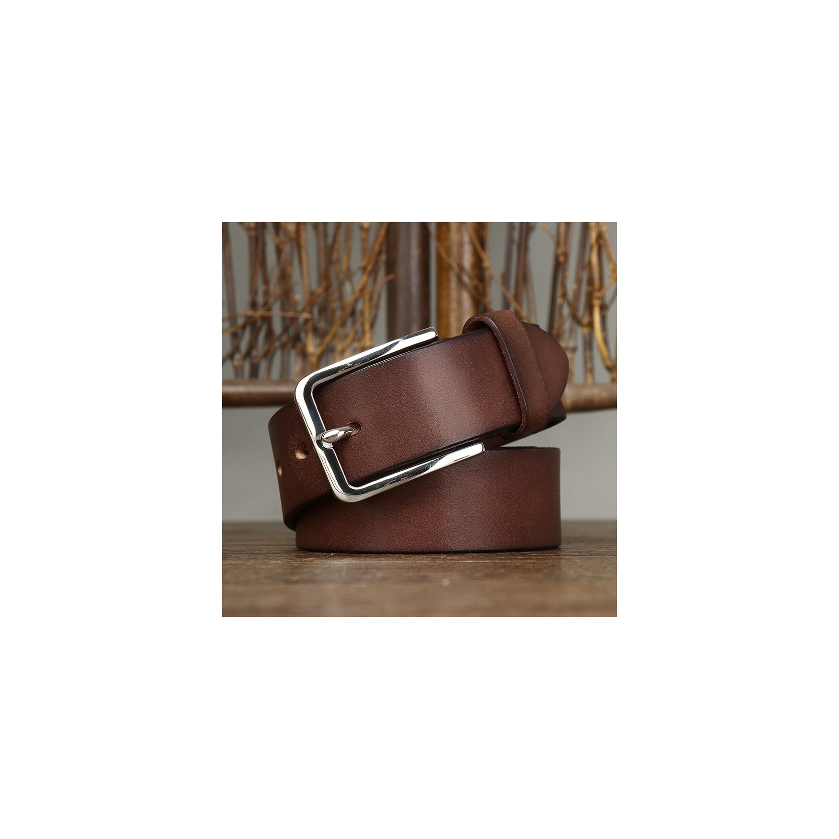 Мужской кожаный ремень Iker коричневый