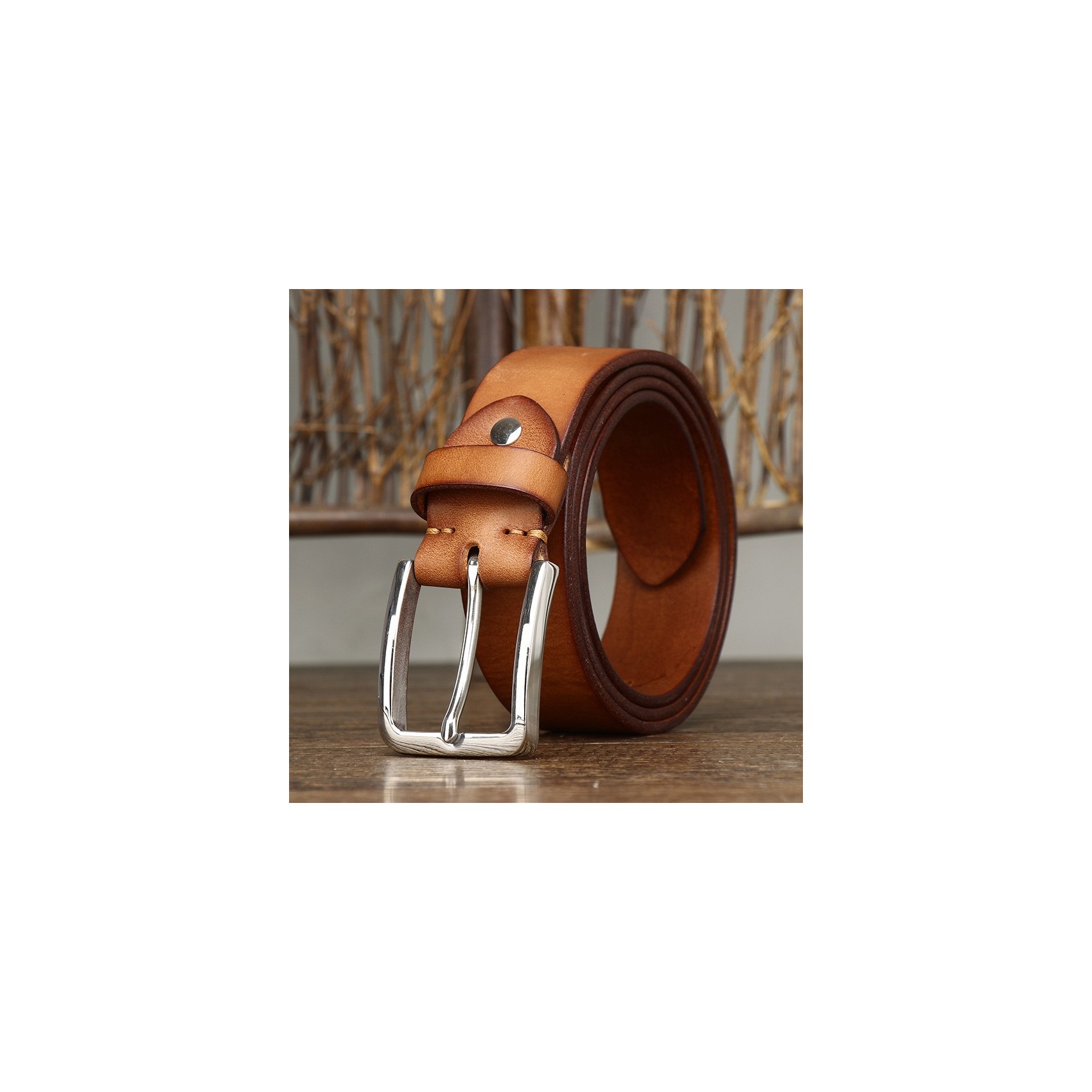 Мужской кожаный ремень Iker светло-коричневый