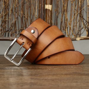 Чоловічий шкіряний ремінь Iker світло-коричневий