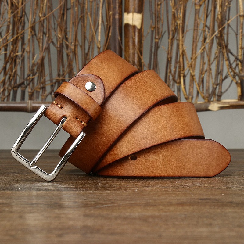 Чоловічий шкіряний ремінь Iker світло-коричневий - 1 фото