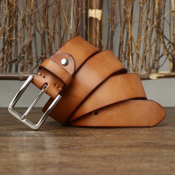 Мужской кожаный ремень Iker светло-коричневый фото