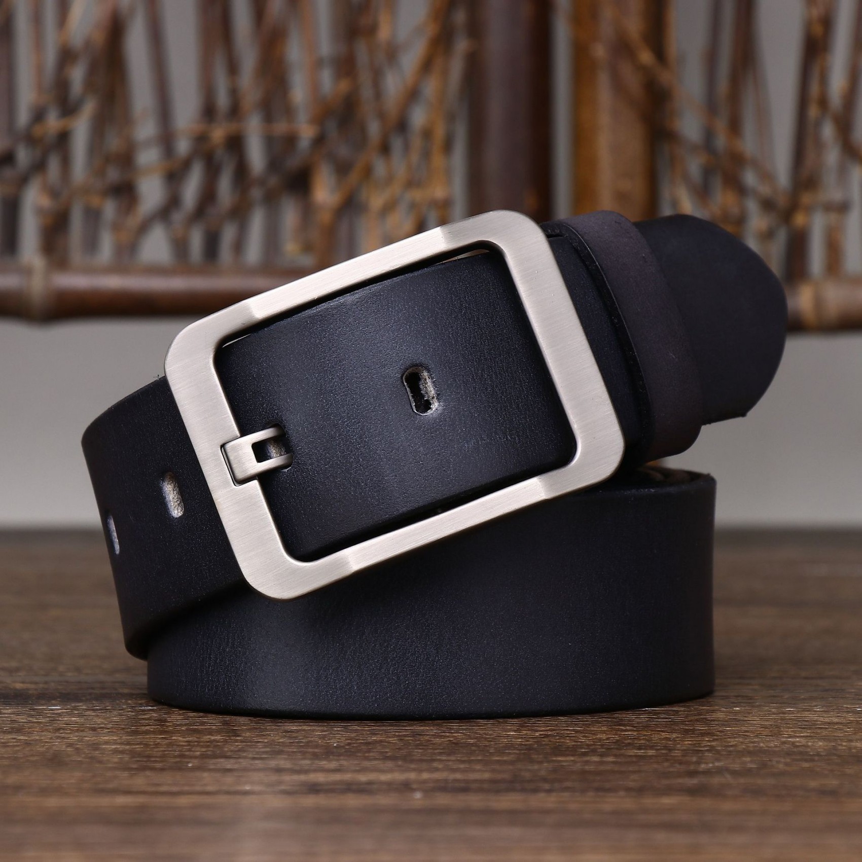 Мужской кожаный ремень Miller черный