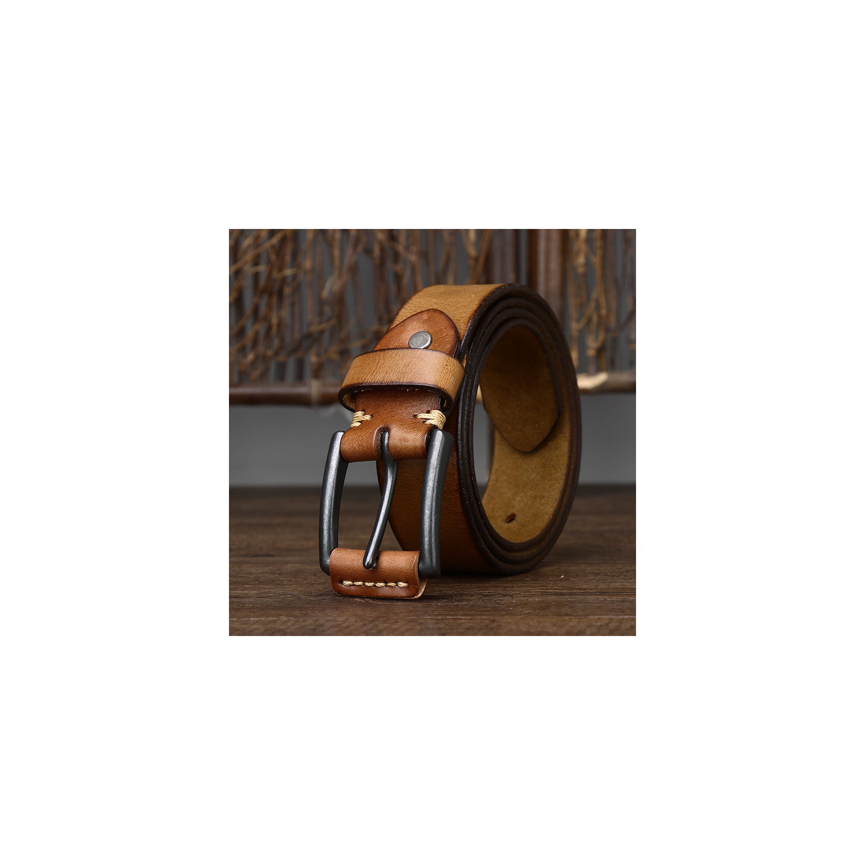 Мужской кожаный ремень Bolston светло-коричневый