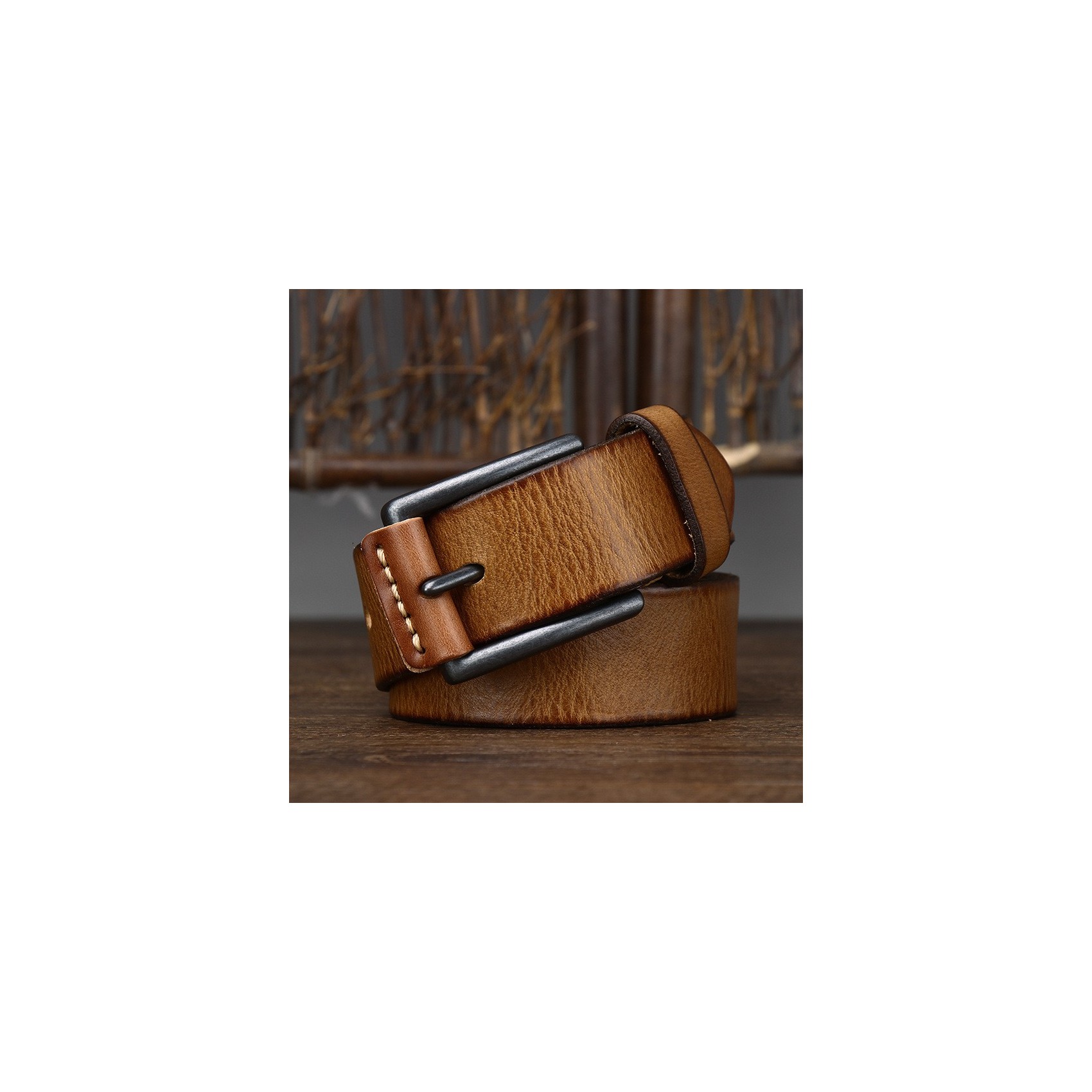 Мужской кожаный ремень Bolston светло-коричневый