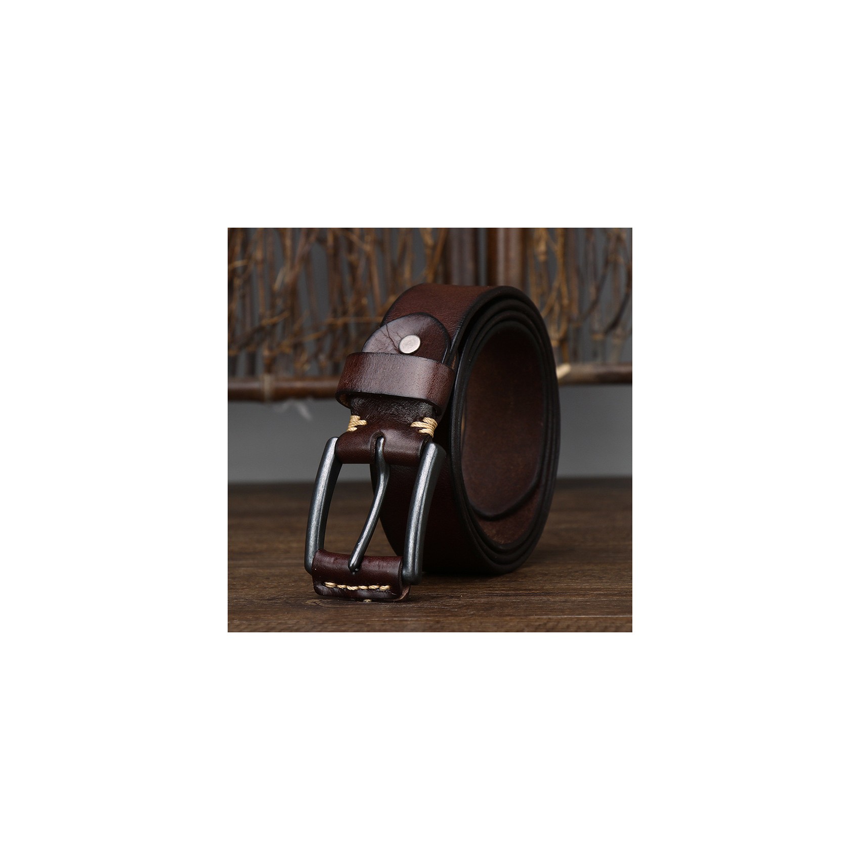 Мужской кожаный ремень Bolston темно-коричневый