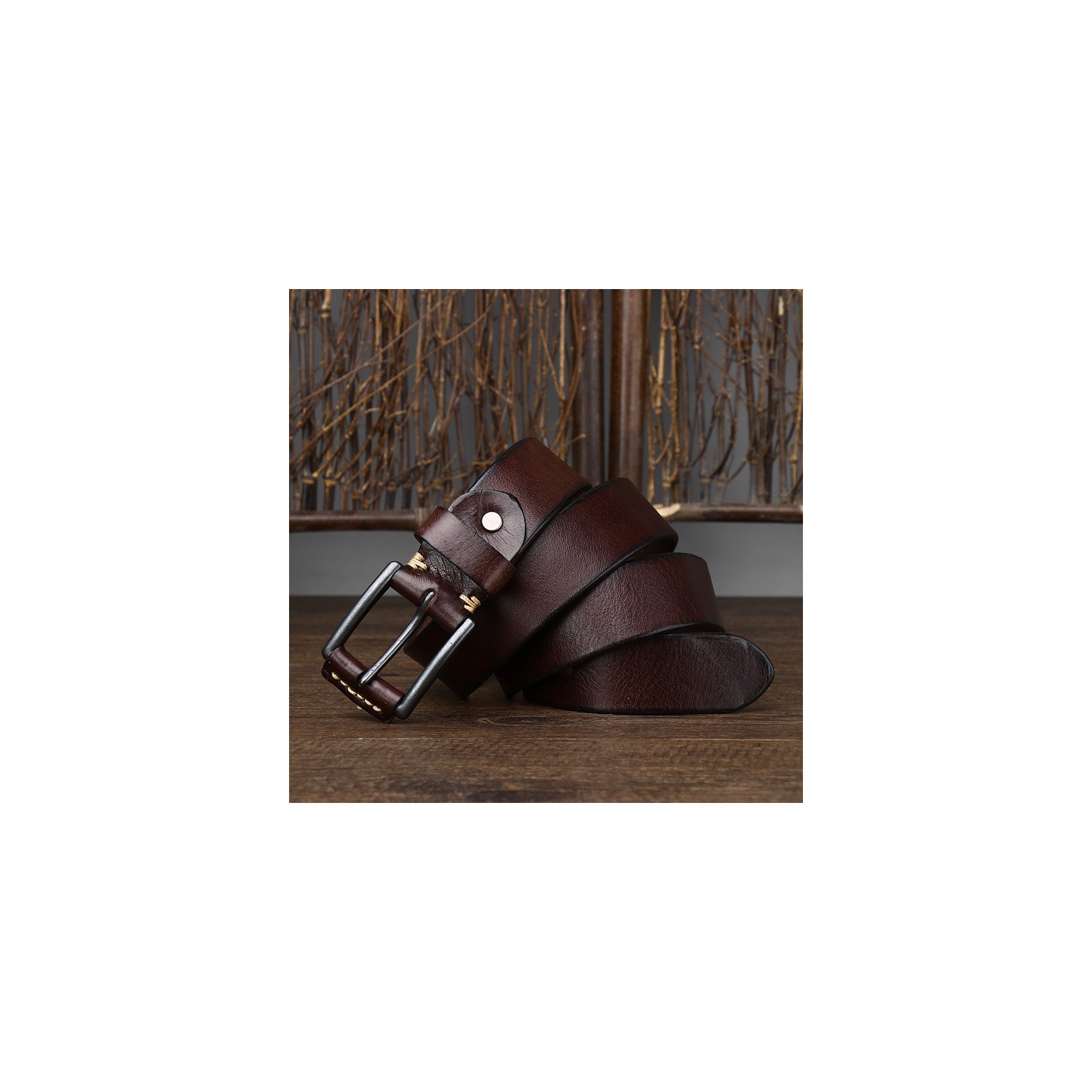 Чоловічий шкіряний ремінь Bolston темно-коричневий