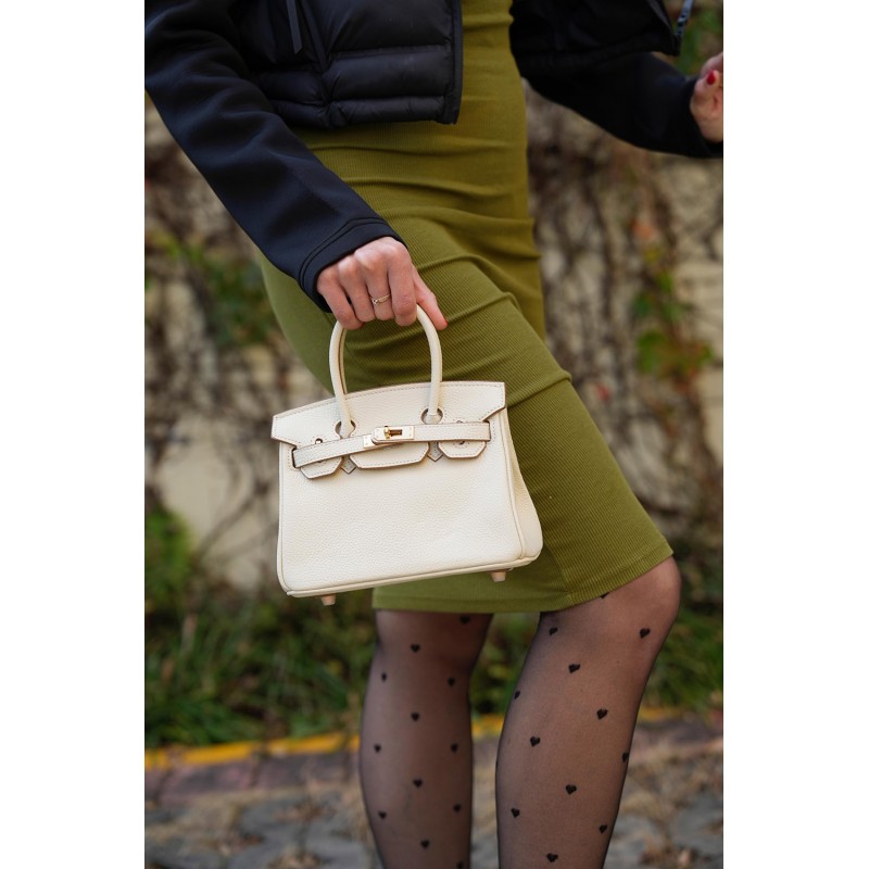 Жіноча шкіряна сумка Brigitte 20 молочна - 9 фото