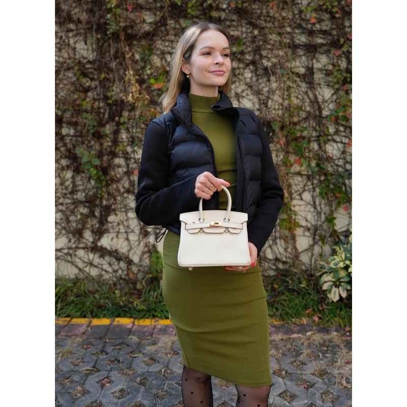 Женская кожаная сумка Brigitte 20 молочная - 10 фото