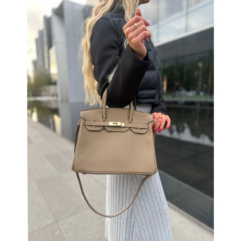 Женская кожаная сумка Brigitte 30 бежевая - 1 фото