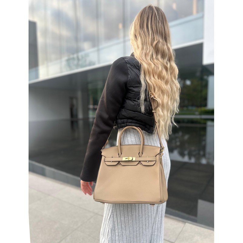 Жіноча шкіряна сумка Brigitte 30 бежева - 2 фото