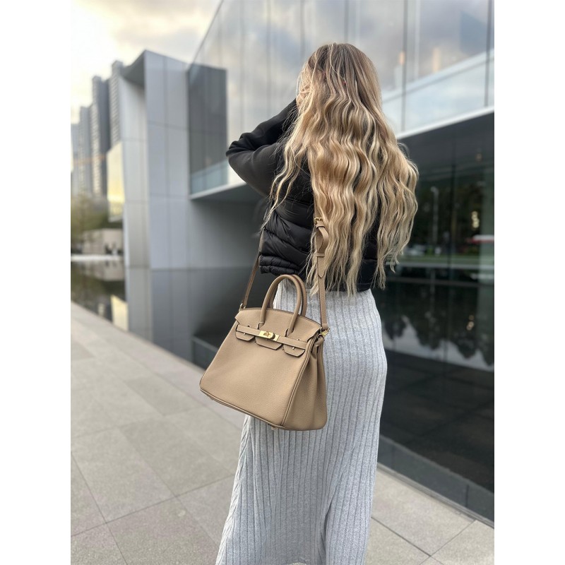 Жіноча шкіряна сумка Brigitte 30 бежева - 3 фото