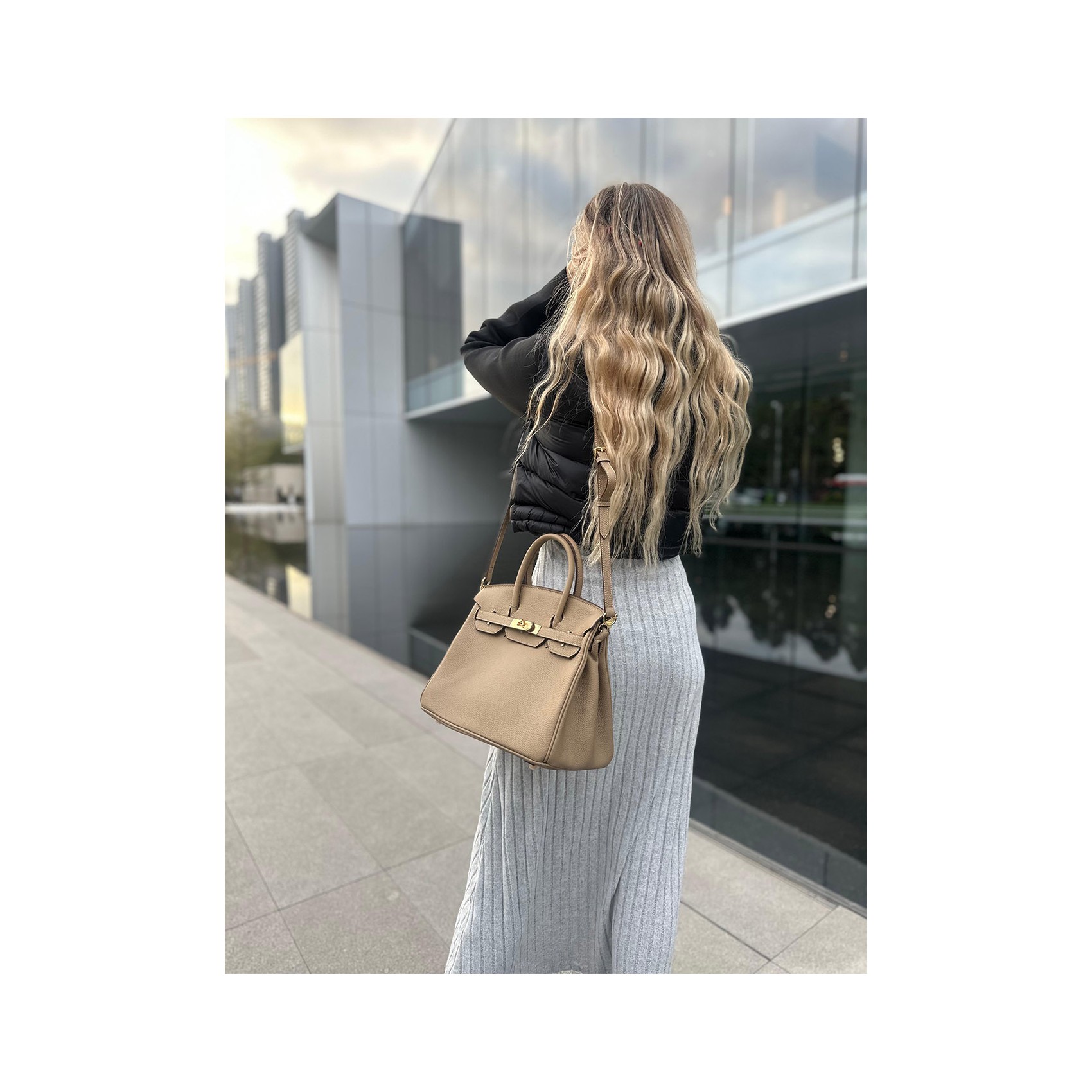 Жіноча шкіряна сумка Brigitte 30 бежева