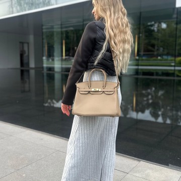 Жіноча шкіряна сумка Brigitte 30 бежева фото