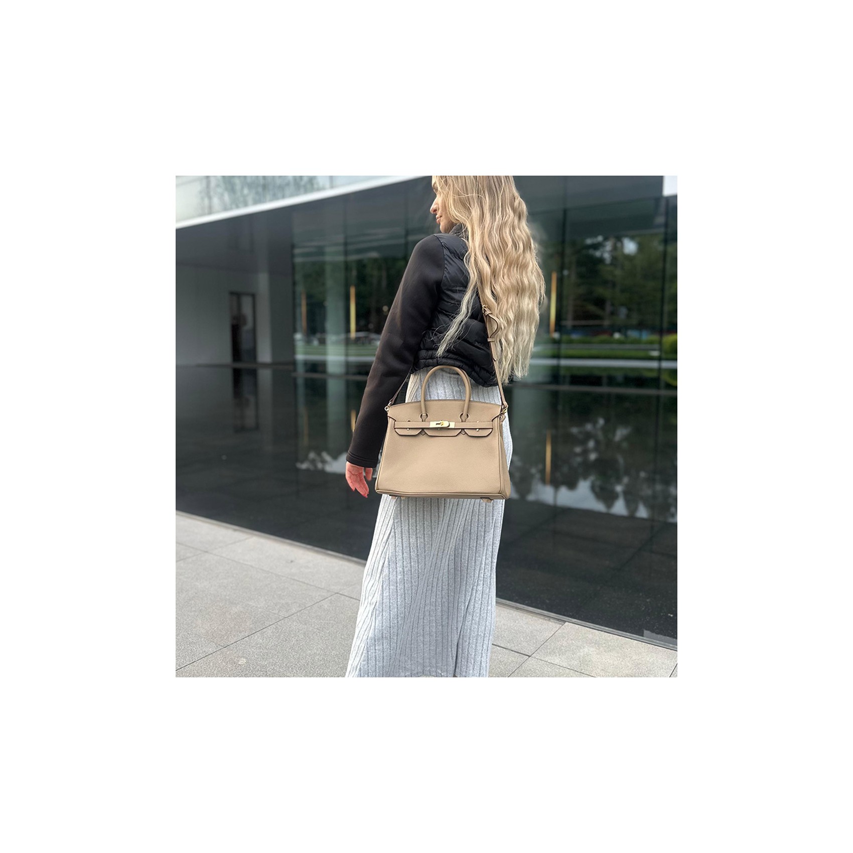 Женская кожаная сумка Brigitte 30 бежевая