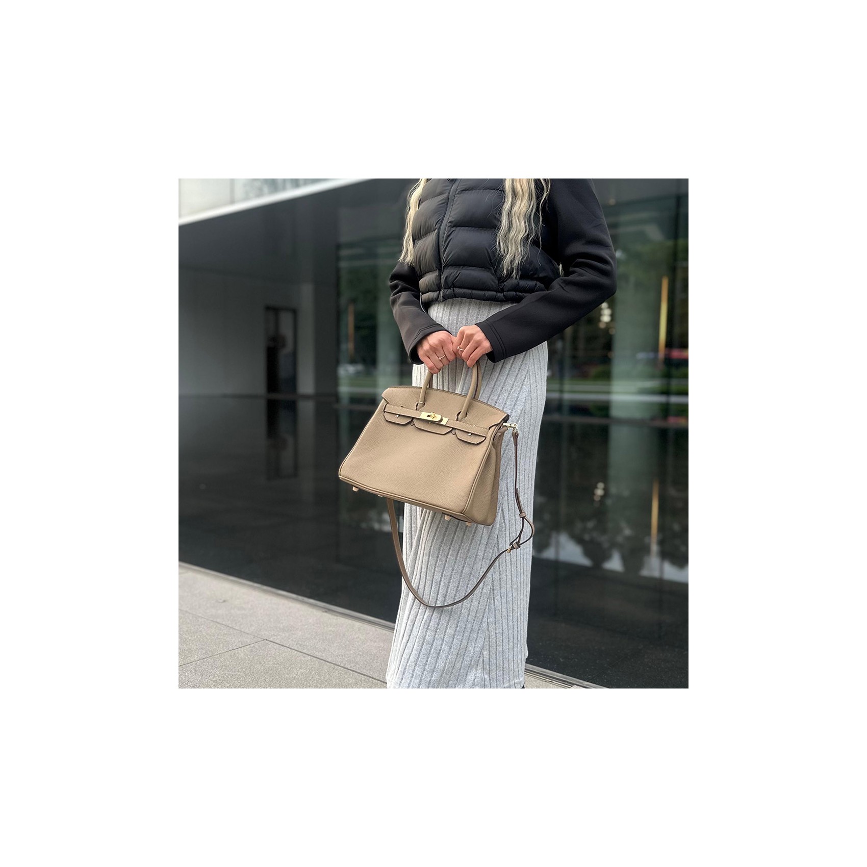 Жіноча шкіряна сумка Brigitte 30 бежева