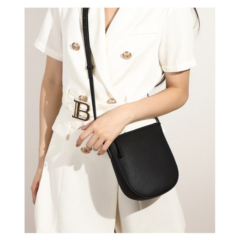 Жіноча шкіряна сумка через плече Cheryl чорна - 1 фото