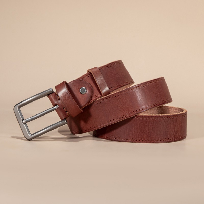 Чоловічий шкіряний ремінь Broadway коричневий - 1 фото