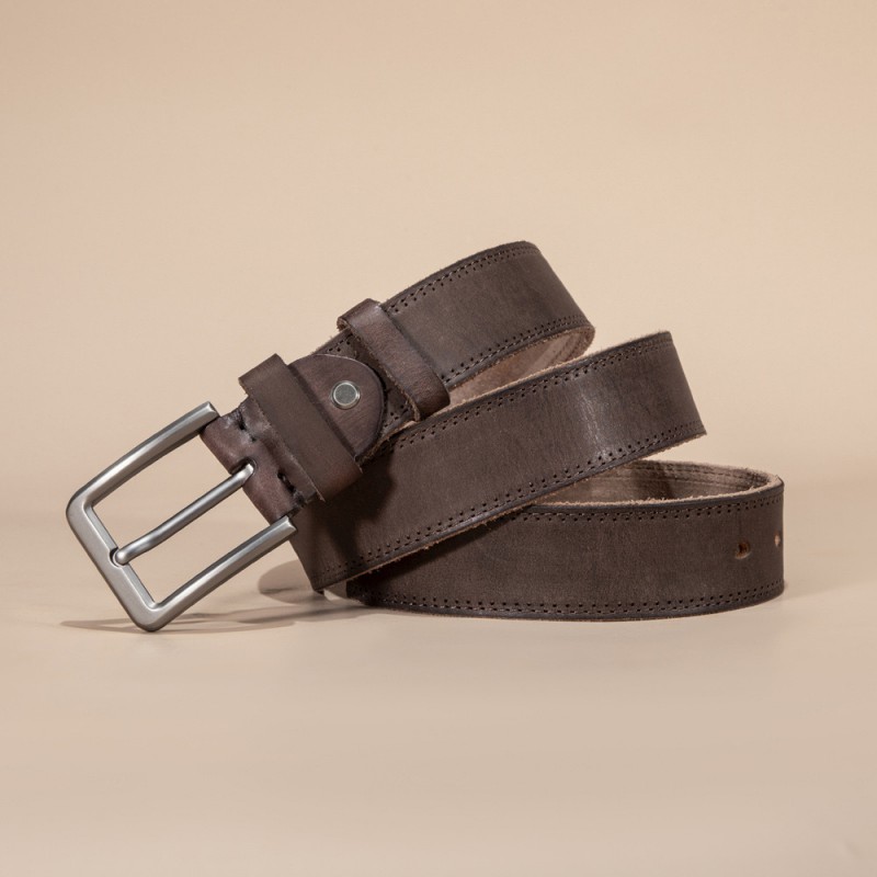 Мужской кожаный ремень Broadway темно-коричневый