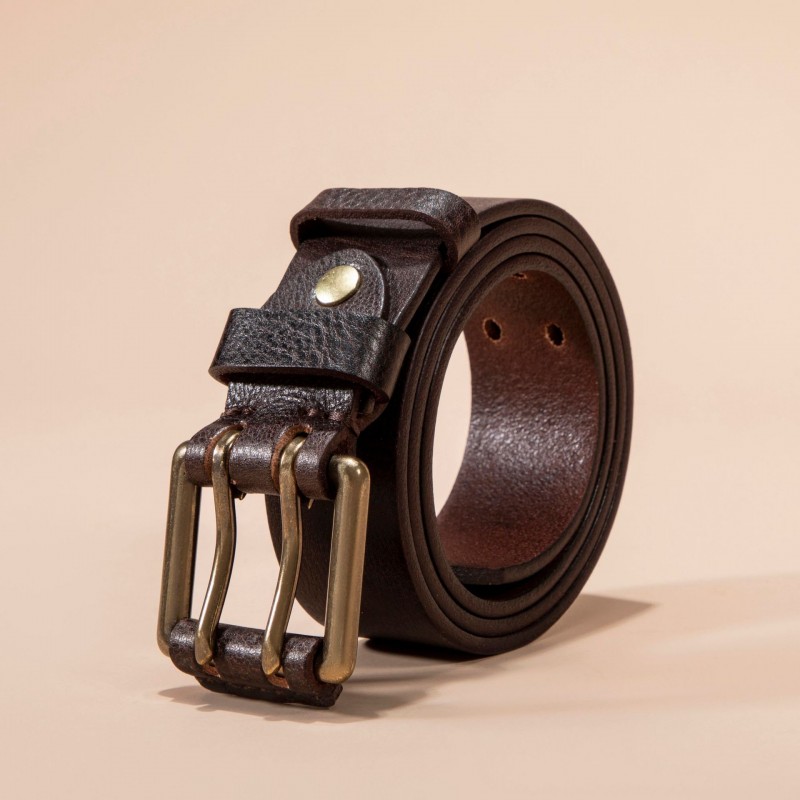 Мужской кожаный ремень Western темно-коричневый