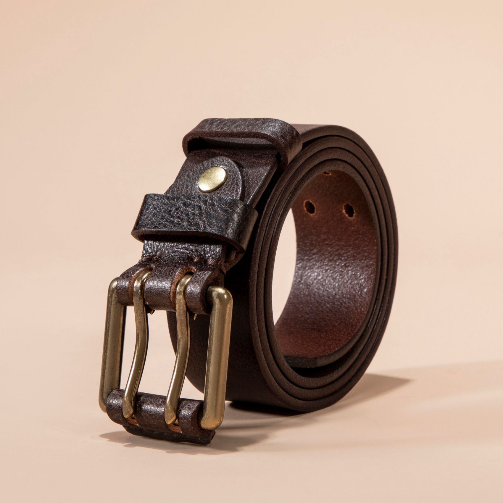 Мужской кожаный ремень Western темно-коричневый