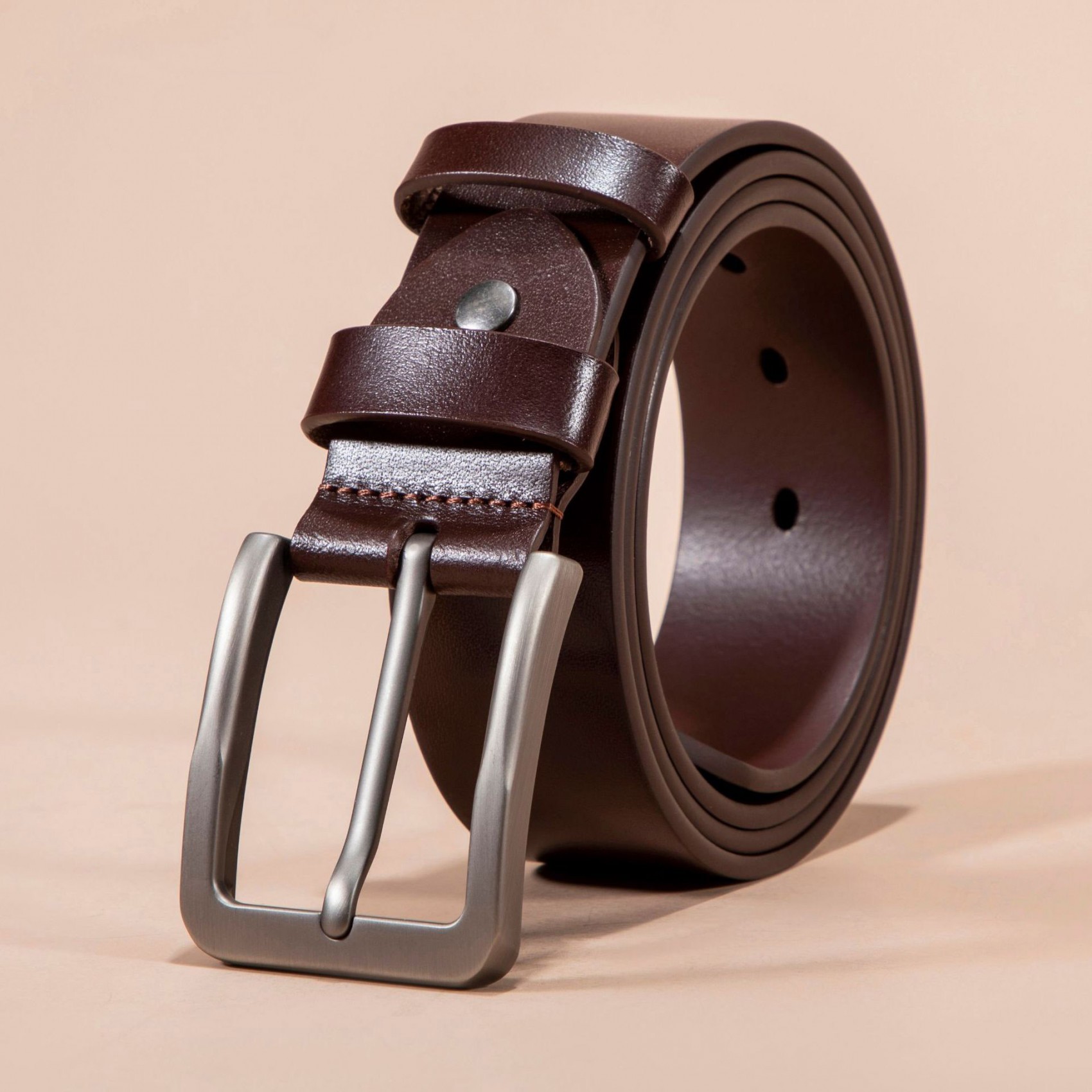 Чоловічий шкіряний ремінь Boston темно-коричневий