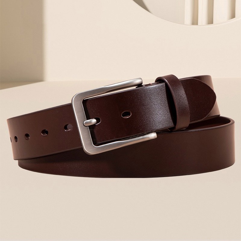 Чоловічий шкіряний ремінь Boston темно-коричневий - 3 фото